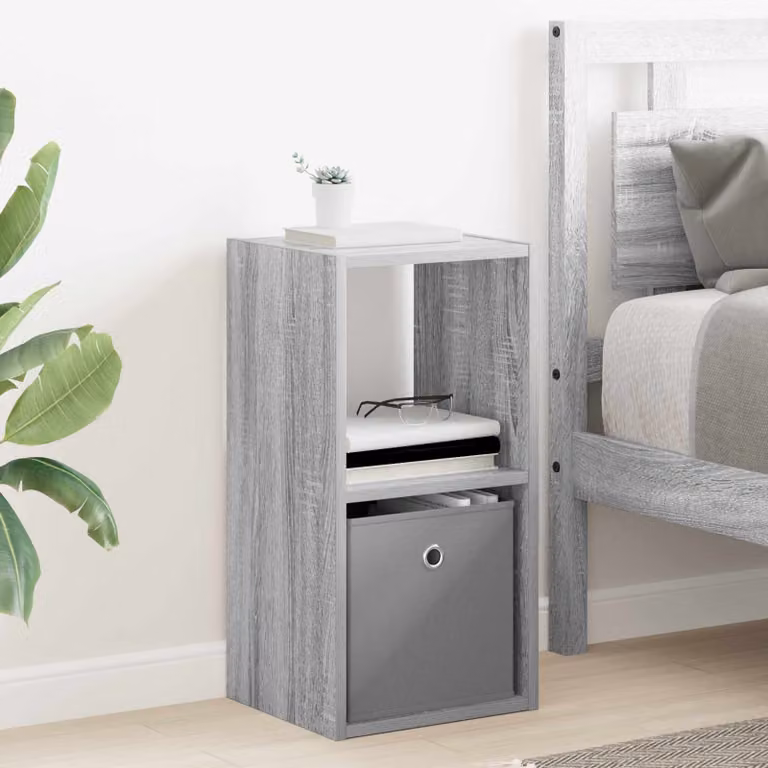 Comodino moderno vidaXL in legno MDF grigio L: 30,5 cm, P: 27 cm, H: 59,5 cm