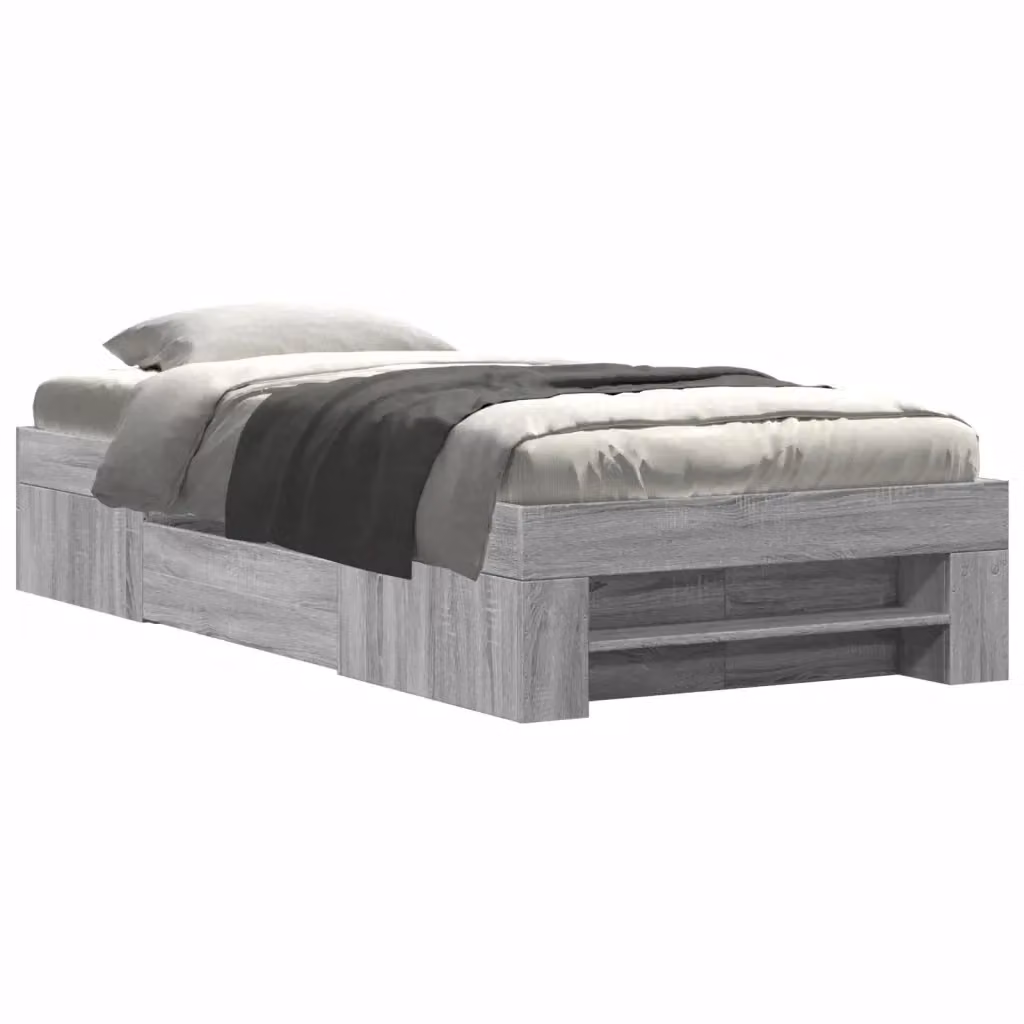 Letto con cassetti Sonoma grigio in legno multistrato vidaXL L/P: 100 x 200 cm – 2