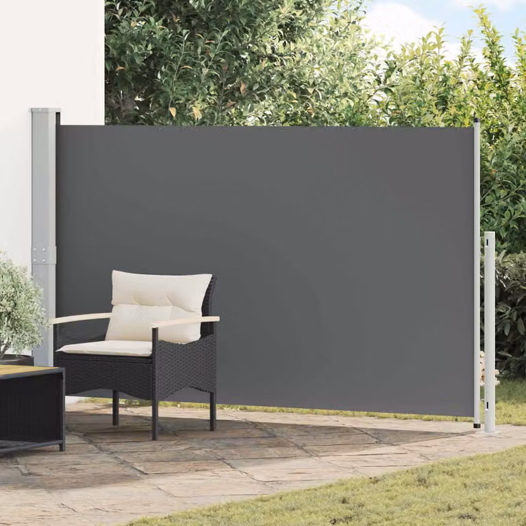 Tenda laterale retrattile vidaXL in poliestere e acciaio, colore antracite/grigio, L: 314 cm, H: 180 cm