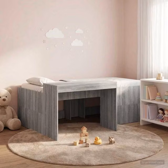 Letto alto per bambini con scrivania Sonoma grigio 80 x 200 cm 3422648