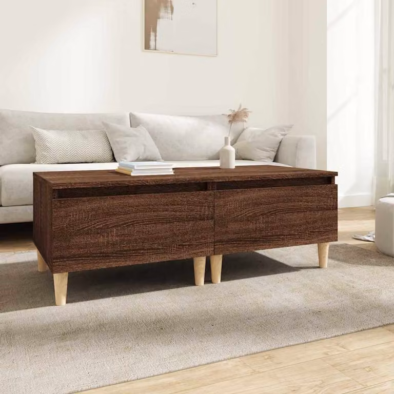 Set di 2 tavolini vidaXL in legno multistrato color rovere marrone, stile scandinavo, L/P/H: 50 x 46 x 35 cm