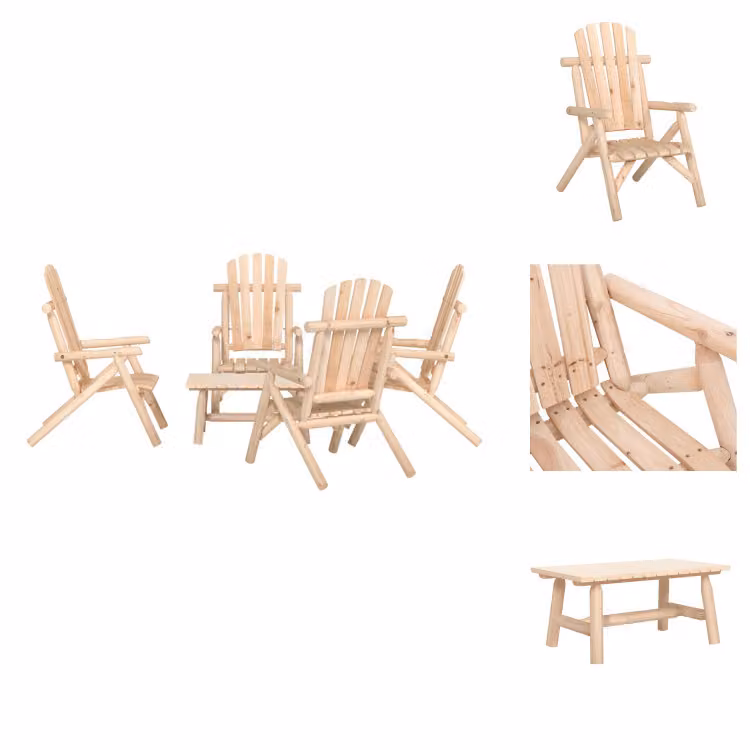 vidaXL Set di 5 pezzi per salotto da giardino in legno massiccio di abete rosso - Set di mobili da giardino