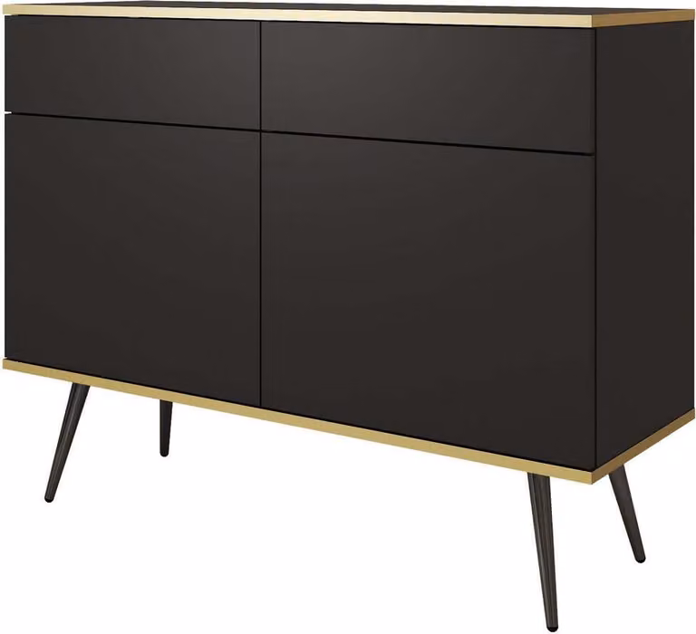 FURNLUX Credenza Oro Black 107cm / Hauptfarbe: Schwarz / Dimensioni: 107 x 39 x 85 cm