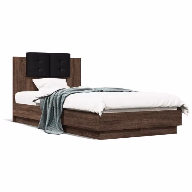 Letto singolo | Letto per adulti | Giroletto Testiera Rovere Marrone 75x190 cm Legno Multistrato