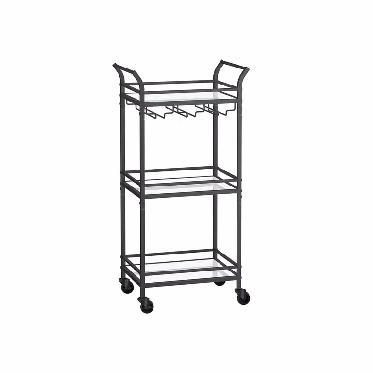 Carrello da Cucina a 3 Ripiani, Nero