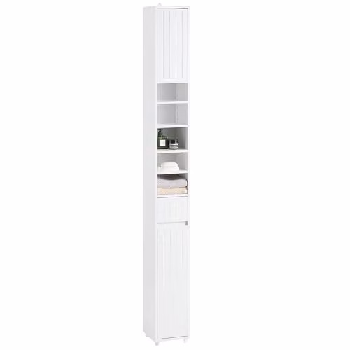SoBuy Mobile Alto Bagno Stretto Salvaspazio Colonna con Ante Cassetto