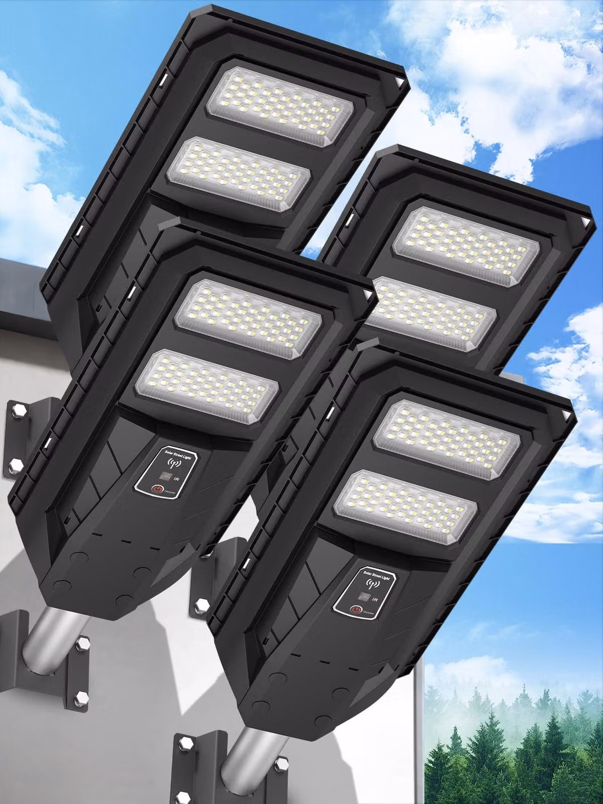 Lampada solare a LED, capacità 10 Ah, confezione da 4 pezzi, per uso esterno
