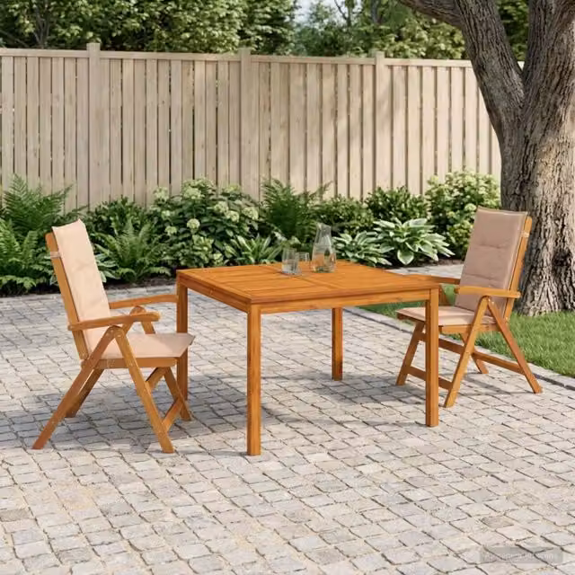 Set da Pranzo per Giardino Naturale Legno di Acacia Massello 3434610