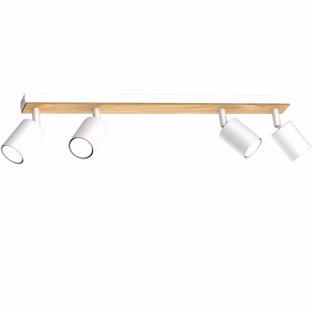 Lampada da soffitto Tulon bianco opaco-legno chiaro 4xGU10x8W metallo, dimensioni: 15,5x60x5,5 cm, IP20, Luminex
