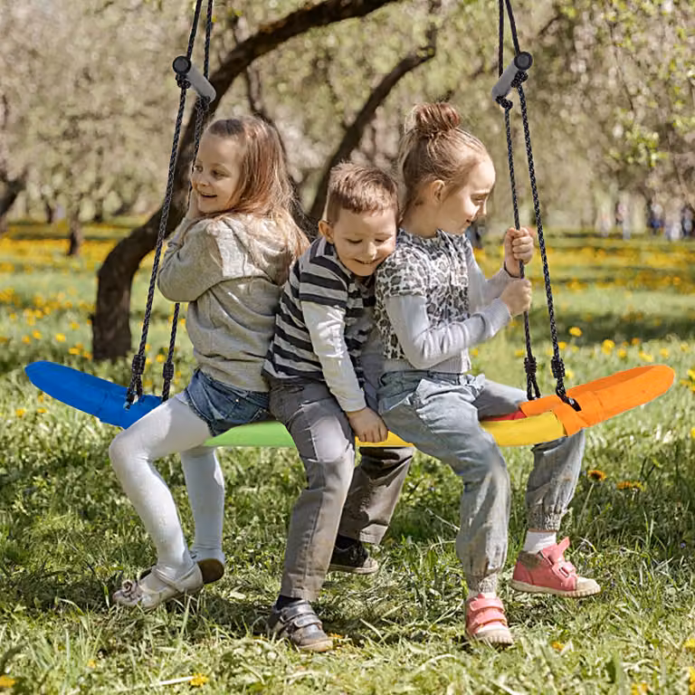 Altalena per albero Costway multicolore con struttura in metallo e altezza regolabile