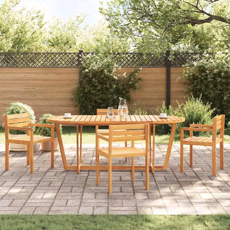 vidaXL Tavolo da pranzo ovale da giardino in legno di acacia marrone L: 200 cm, P: 90 cm, H: 75 cm