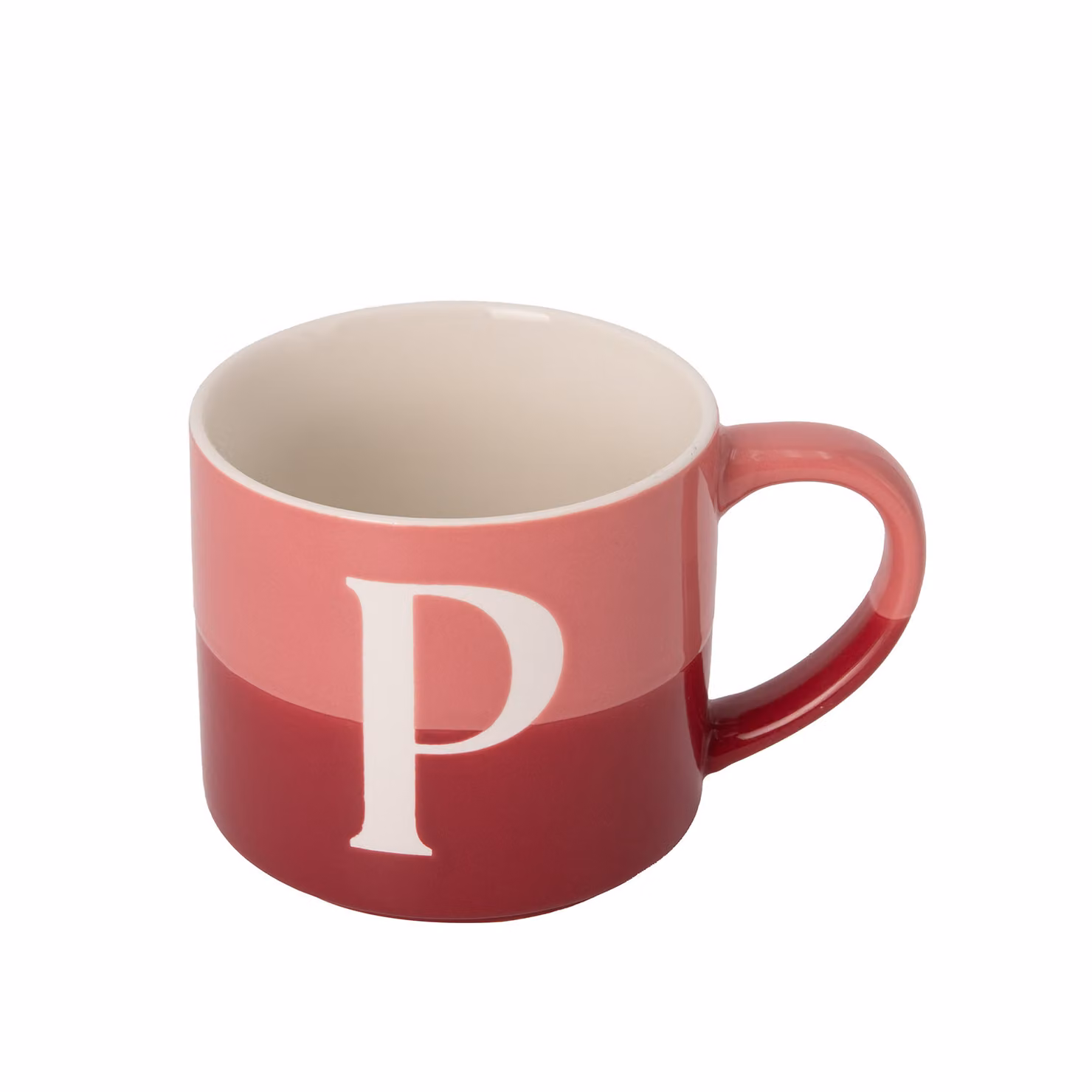 Tazza a forma di lettera P rosa e bianca Blend Collection in ceramica da 400 ml – 2
