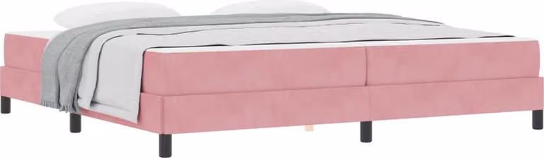 Letto a molle con materasso Rosa 200 x 200 cm Tessuto