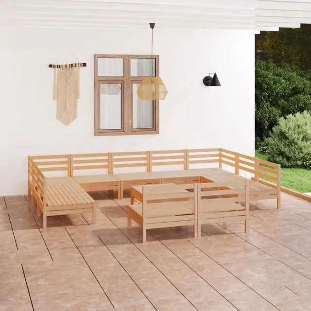 Set Salotto da Giardino 12 pz in Legno Massello di Pino 3083449