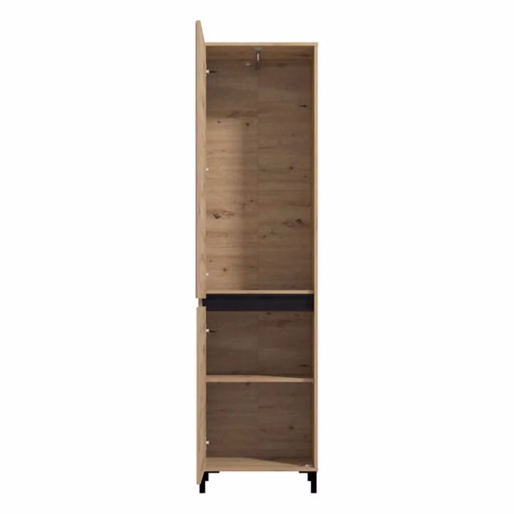 Armadio da camera DMORA moderno in legno e vetro con ante a battente e specchio, colore marrone rovere, L: 54.5 cm, H: 206 cm, P: 55 cm – 2