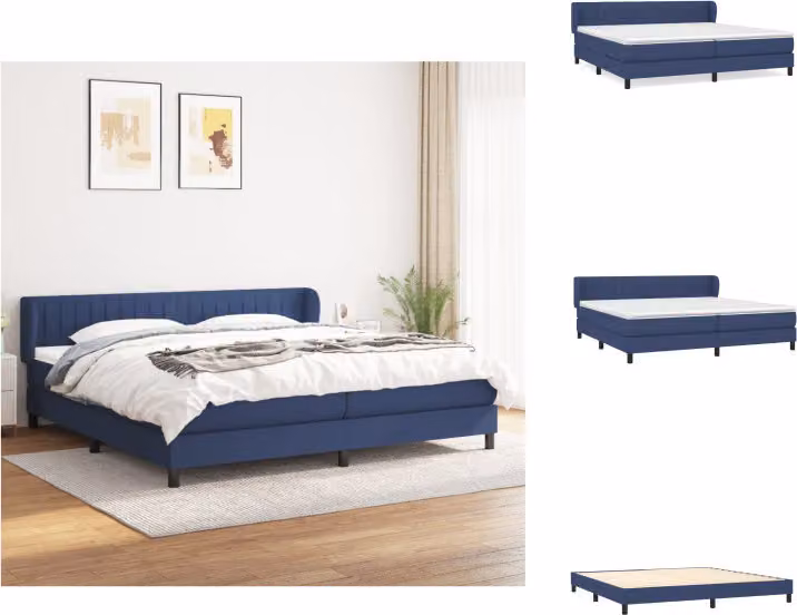 vidaXL Letto a molle con materasso blu 200x200 cm in tessuto - Letti & strutture letto