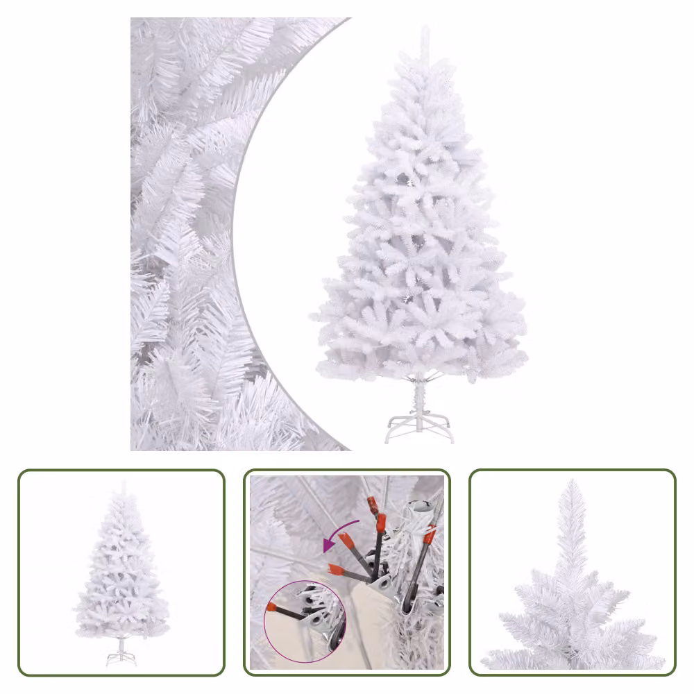 The Living Store Albero di Natale artificiale pieghevole con supporto Bianco 180 cm