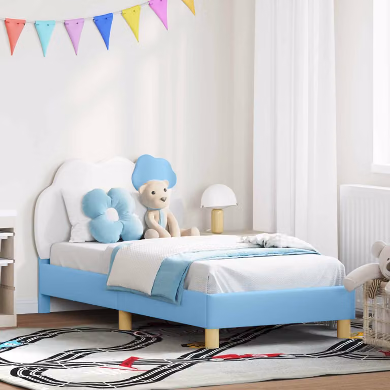 Struttura letto per bambini vidaXL con testata in ecopelle blu, L 160 x P 80 x H 84 cm