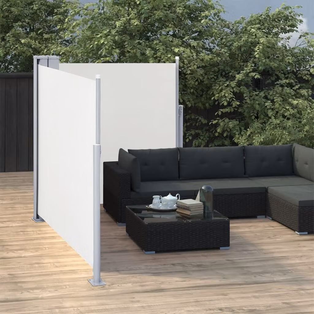 The Living Store Tenda laterale estensibile bianco crema 100 x 600 cm