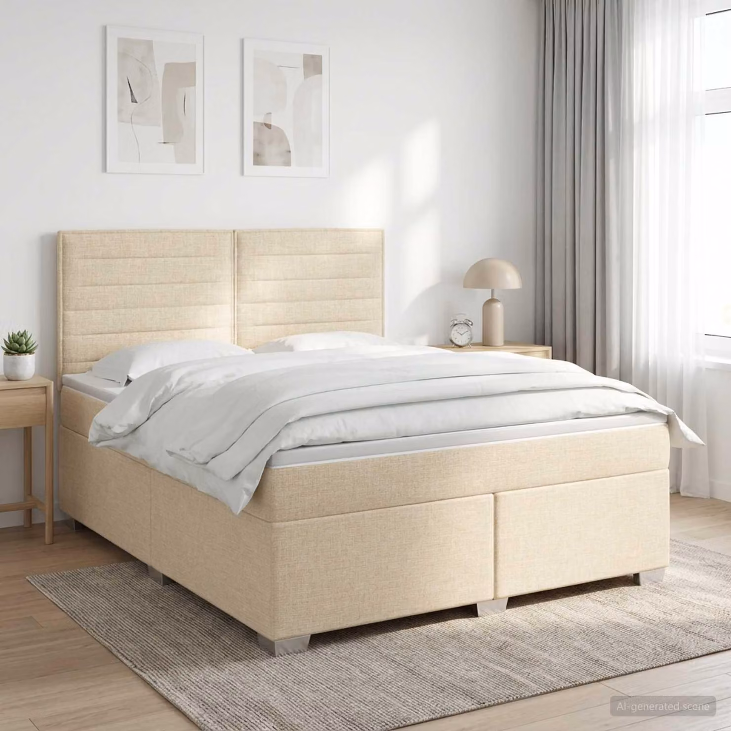 Maison Exclusive - Letto boxspring con materasso Crema 140 x 200 cm Tessuto