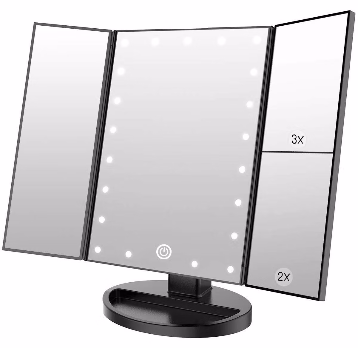 Specchio da trucco WEILY con illuminazione, ingrandimento 1X/2X/3X, controllo touch