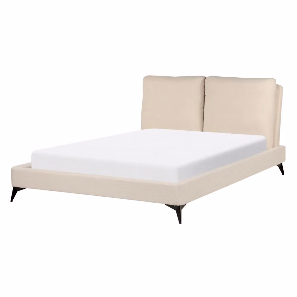 Letto imbottito moderno BELIANI in bouclé beige con rete a doghe in legno L/P: 140 x 200 cm – 2