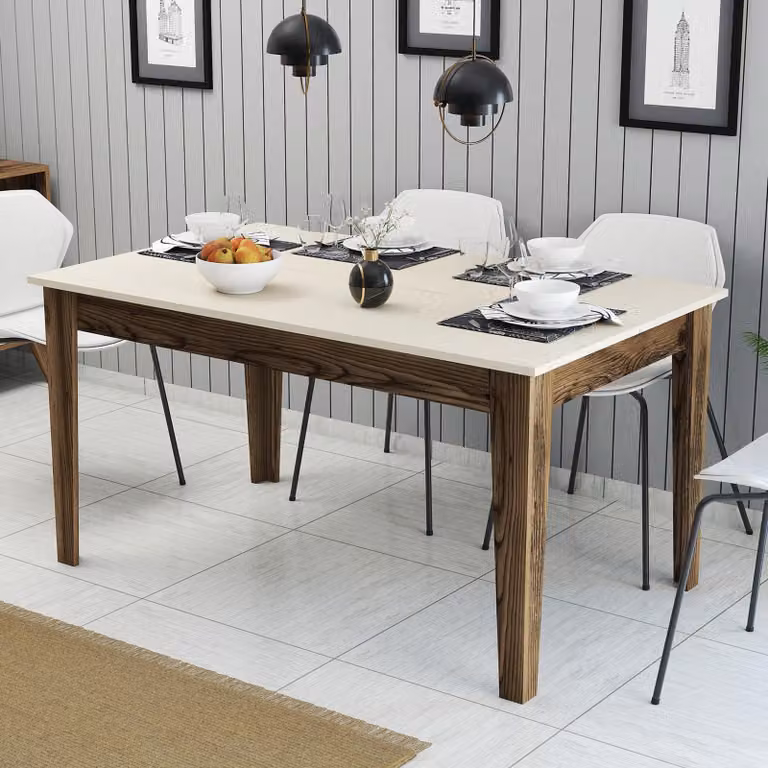 Viverone - Tavolo Fisso, 145x88x75h cm Marrone Noce, 6 Posti
