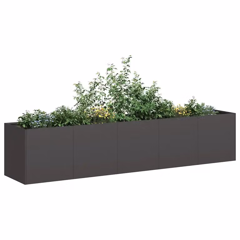 Fioriera nera vidaXL in acciaio per orto e giardino, L/P/H: 200 x 40 x 40 cm