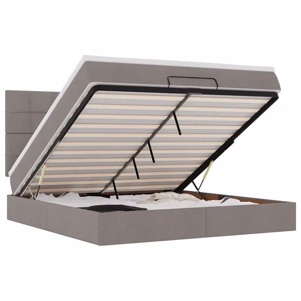 Letto con contenitore a sollevamento vidaXL in tessuto con materasso e porte USB, L/P/H: 180 x 200 x 203 cm – 2