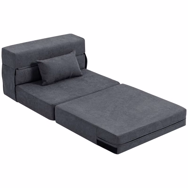 Poltrona letto pieghevole Chicfurn in tessuto e schiuma grigio, convertibile in letto con funzione relax per il tuo soggiorno – 2