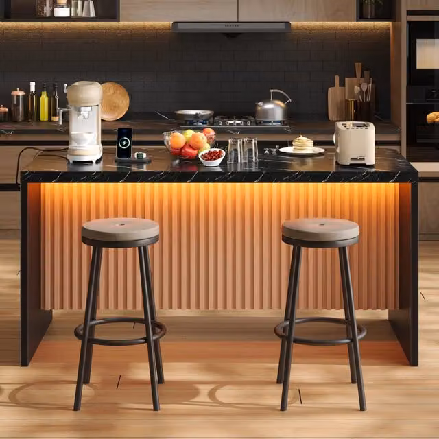 Isola da cucina ¨C Minimal ¨C 155x80x90cm, effetto marmo nero, design moderno premium, 40mm piano di lavoro