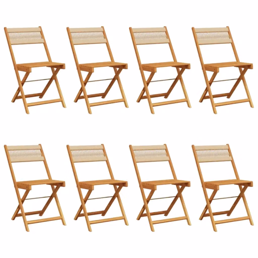 Set di 8 sedie pieghevoli vidaXL in legno di acacia oliato, colore beige, impilabili con braccioli per giardino e terrazzo – 2
