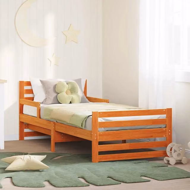 Struttura del letto con testiera in legno di pino Marrone cerato vidaXL L/P/H: 200 x 80 cm
