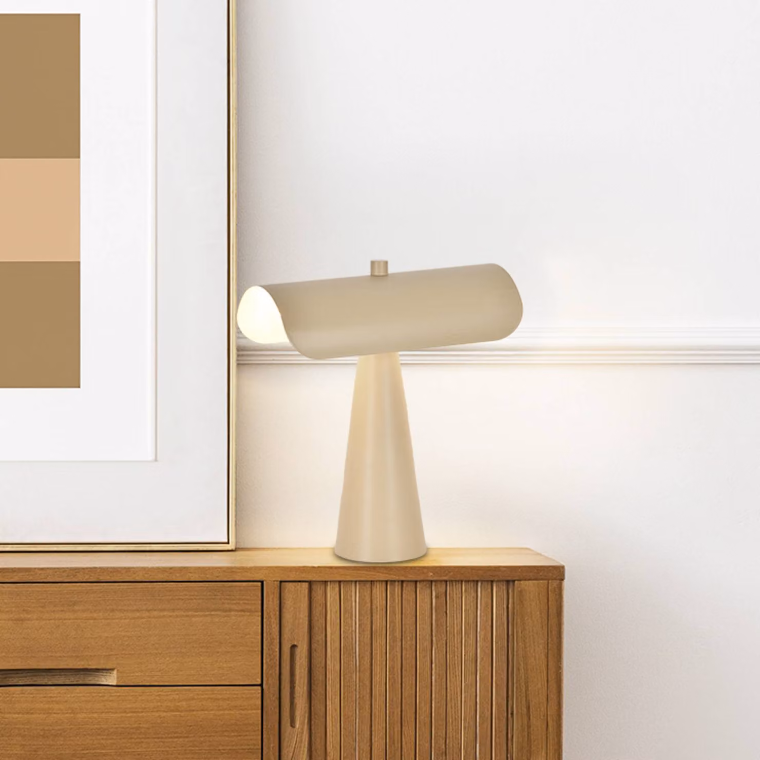 COREP Lampada da tavolo Billie, Crema / Ambra, Soggiorno / Sala da pranzo, Metallo, Moderno, Lampada da tavolo
