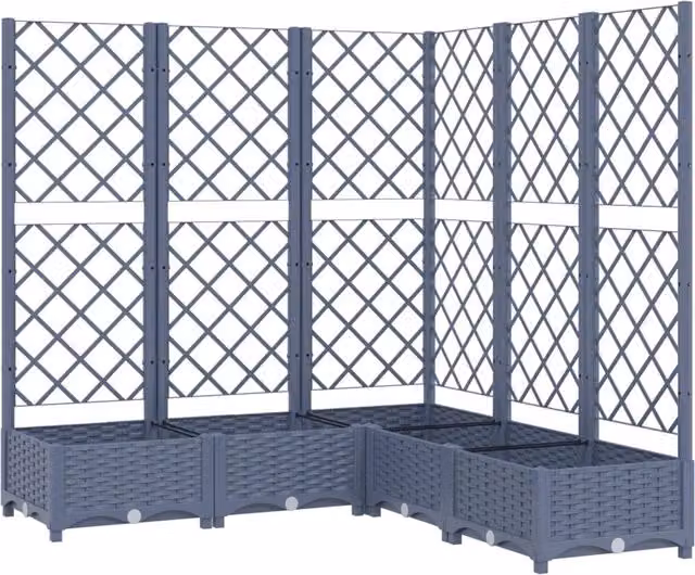 Fioriera rialzata con traliccio per piante rampicanti in plastica, grigio o blu, L 120 cm x P 120 cm x H 121,5 cm – 1