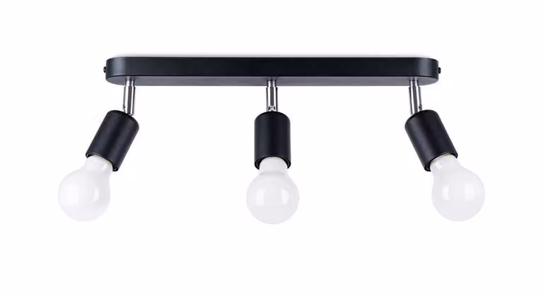 Lampada a soffitto FORNES 3 nero 3xE27 15W acciaio 13.5x6x40cm Sollux Lighting