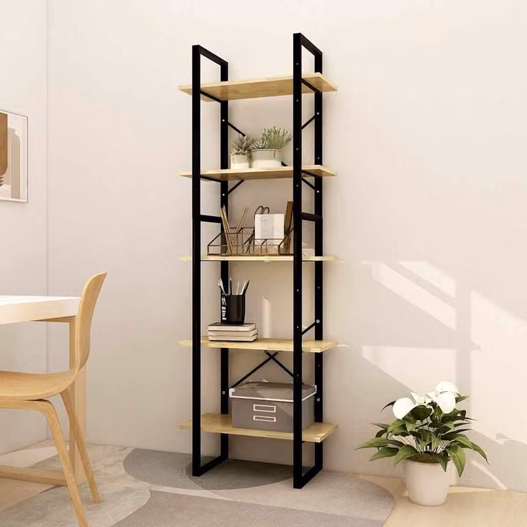 Libreria industriale vidaXL in legno di pino e metallo, colore marrone, L 60 cm x P 30 cm x H 175 cm