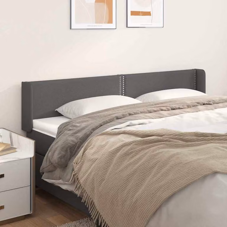 Testiera ad orecchio vidaXL in similpelle grigia con struttura in legno L: 203 cm, P: 16 cm, H: 78-88 cm