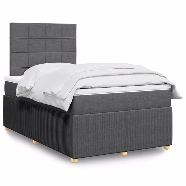 Letto Ibrido con Materasso vidaXL Grigio e Bianco, Struttura in Legno di Pino e Tessuto, L/P/H: 120 x 200 cm