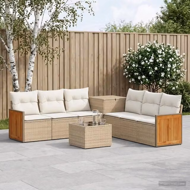 Set di divani 8 pz Beige e Bianco Crema 55 x 55 x 37 cm 3448646