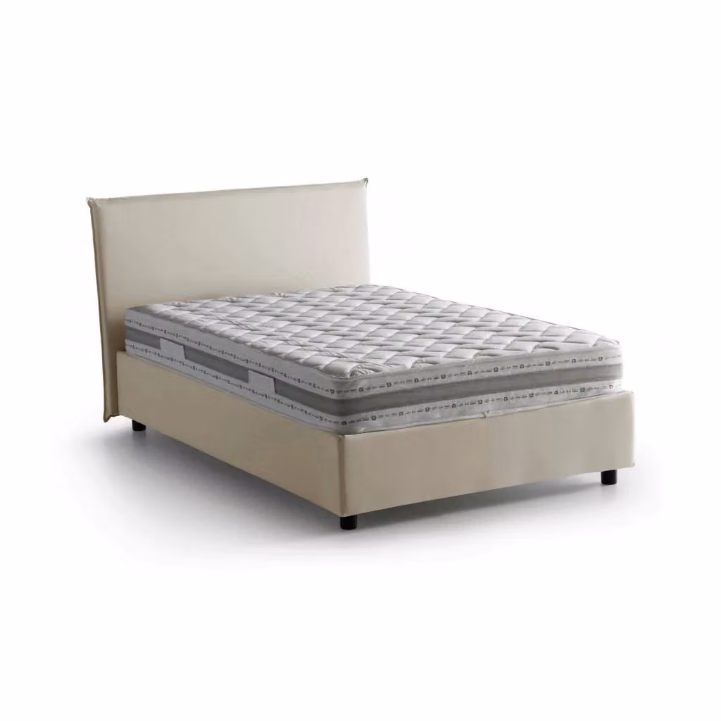 Letto Alvino Talamo Italia con Materasso Incluso, Base a Salire, Beige, L/P: 120 x 200 cm – 2