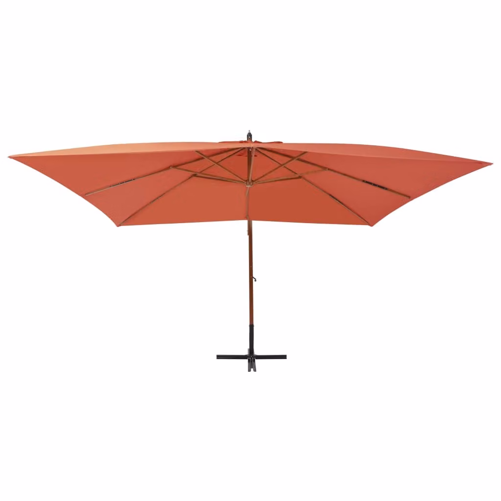 Ombrellone a Sbalzo con Palo in Legno 400x300 cm Terracotta