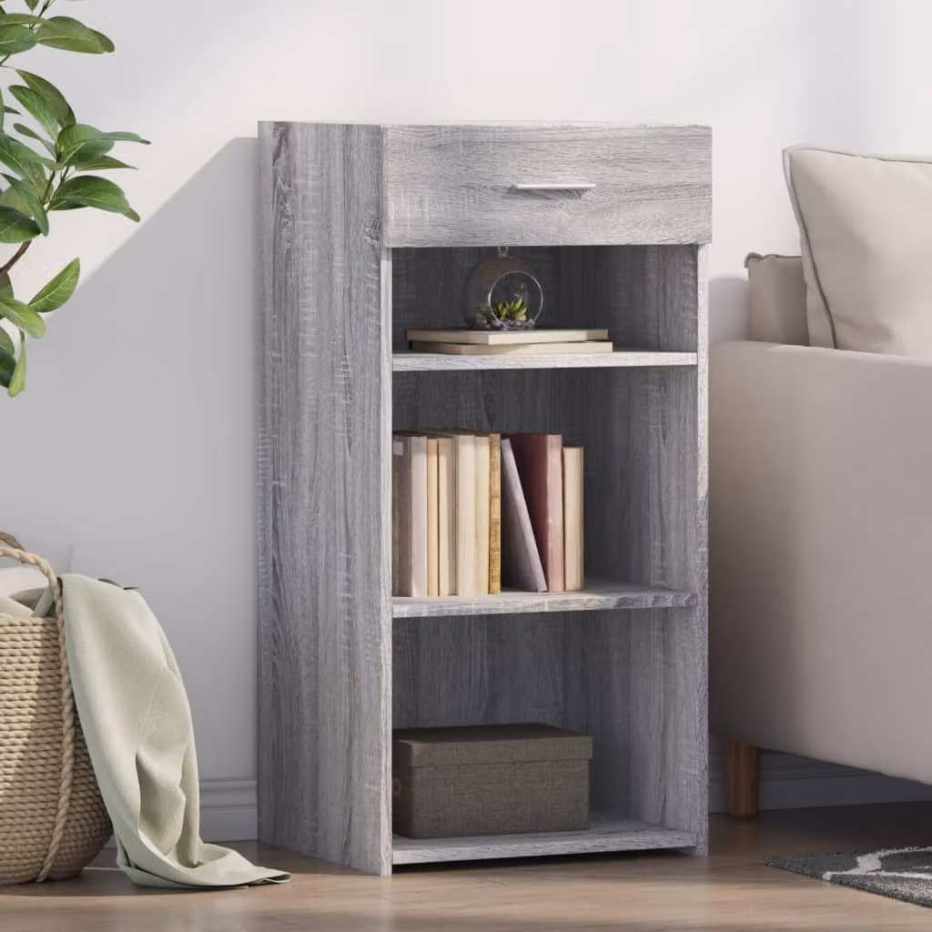 Credenza moderna vidaXL in legno multistrato e MDF, Grigio, L 45 cm x P 42,5 cm x H 93 cm