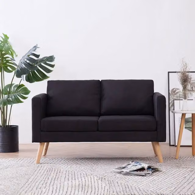 Divano a 2 Posti-Sofa 2 Posti in Tessuto Nero