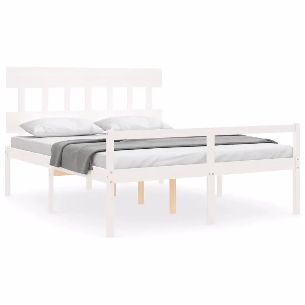Letto per anziani Design Mania in legno massello di pino bianco con testiera e struttura L/P: 160 x 200 cm – 2