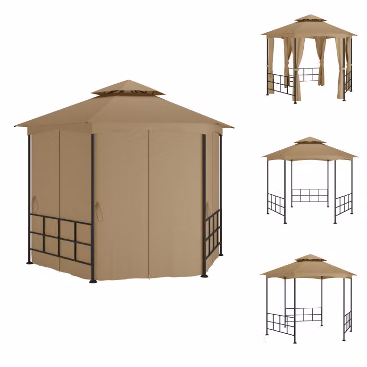 vidaXL Padiglione con pareti laterali 3,1x2,7 m Taupe - Padiglioni e tende per feste