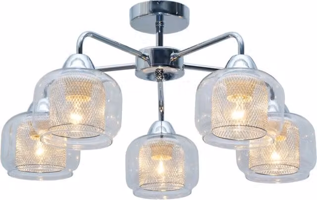 Lampadario a soffitto Candellux RAY cromato e trasparente con 5 lampadine E14
