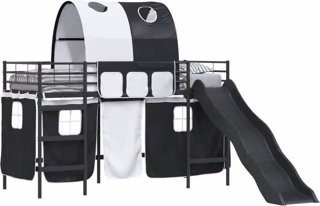 Struttura del letto loft per Bambini | Letto Infantile | Lettino Nero 100 x 190 cm Metallo
