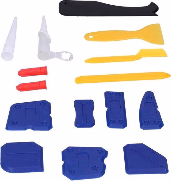 Pistola per silicone - Strumento di pulizia autoadesivo - Set per uso domestico con lama raschiante - Set per cuciture e sigillatura giunti - Autosigillante e per chiudere i fori - Kit per riparazioni domestiche.