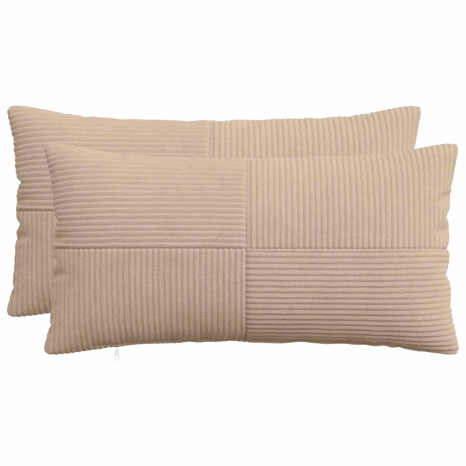 Set di 2 federe vidaXL ALMELO in velluto a coste, colore tortora, L 40 cm x P 80 cm